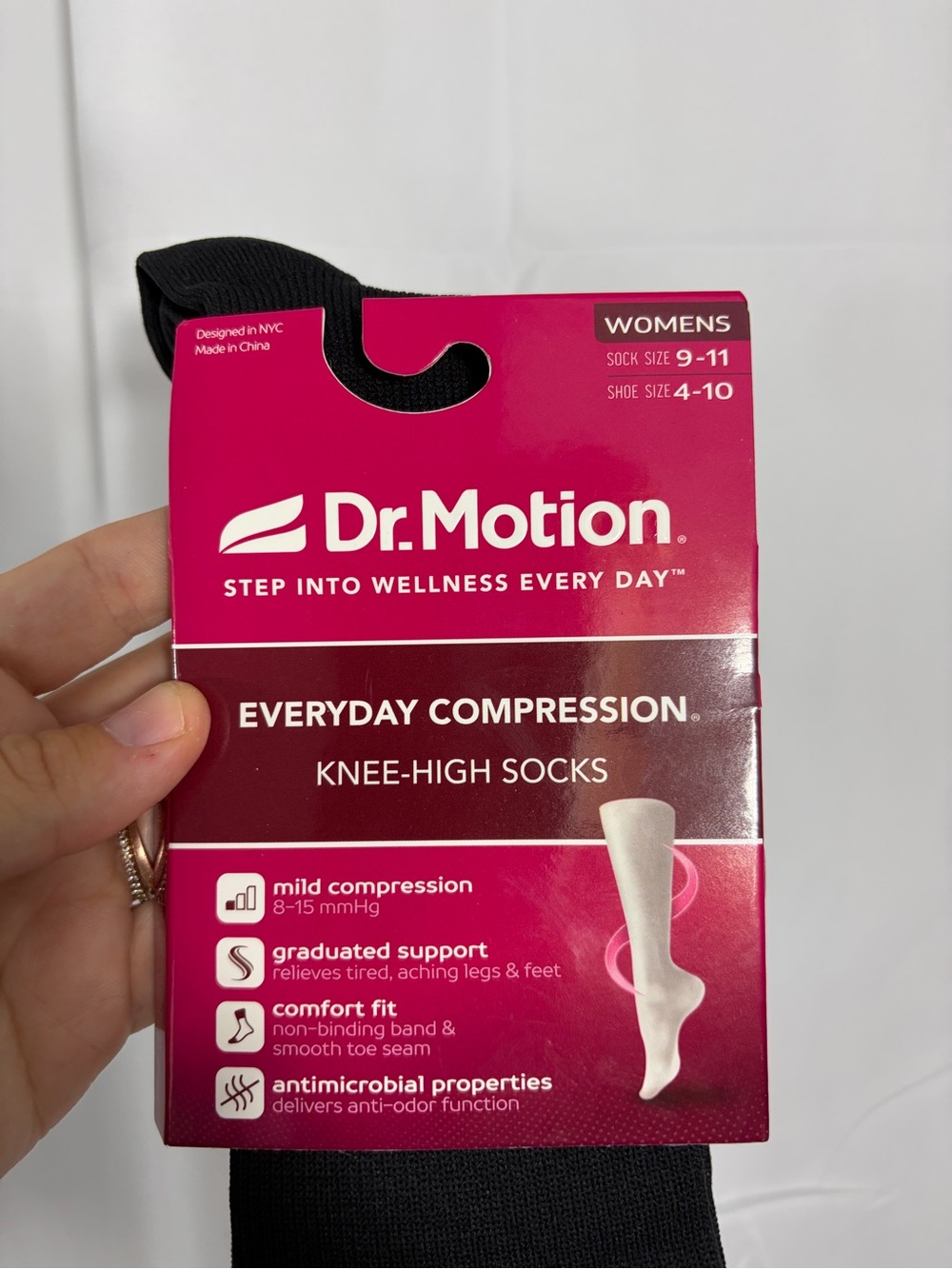NWT Dr. Motion Women's Size 9-11 Black Compression Knee-High Socks